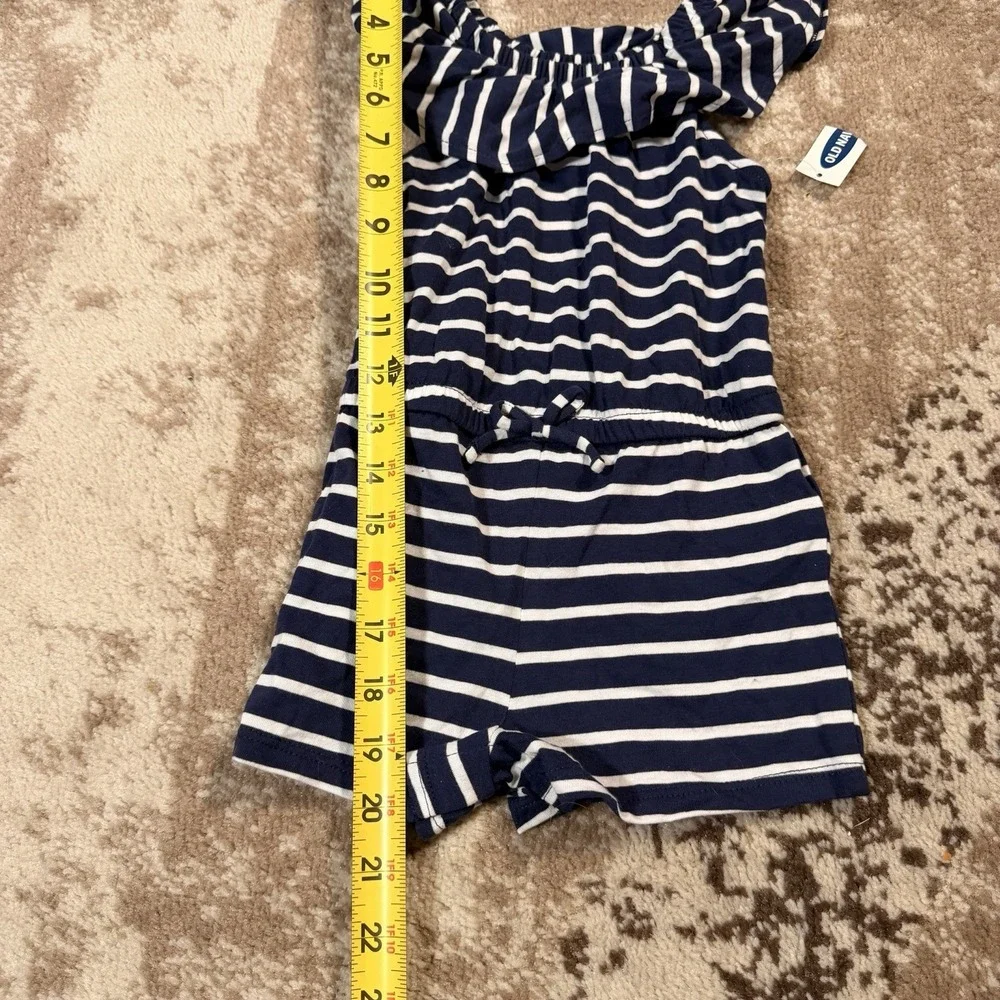Old Navy 2T Girls Toddler Sleeveless Striped Romper Blue Shorts‎ NWT
